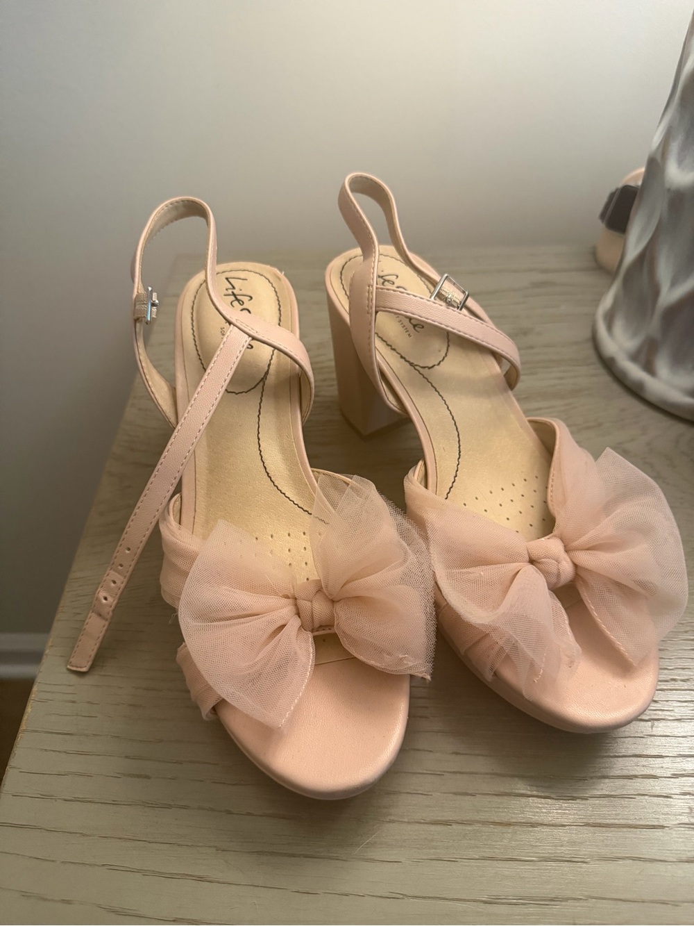 Women's Pink Bow Slingback Block Heel Sandals